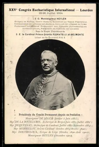 AK Lourdes, XXV. Congrès Eucharistique International 1914, Cardinal Prince Granito Pignatelli di Belmonte