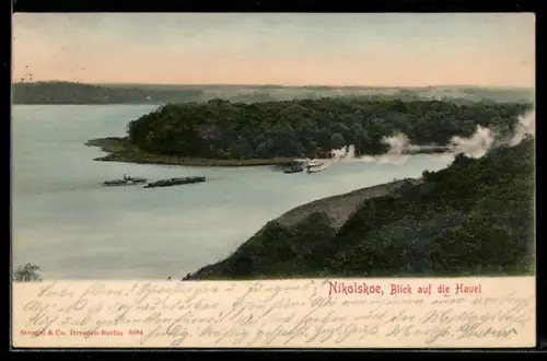 AK Berlin-Wannsee, Nikolskoe, Blick auf die Havel