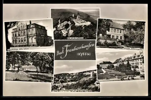 AK Bad Frankenhausen /Kyffh., Kyffhäuser-Denkmal, Kurhaus, Sanatorium, Gasthaus Barbarossagarten
