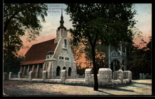 AK Lützen, Gustav-Adolf-Denkmal mit Kapelle