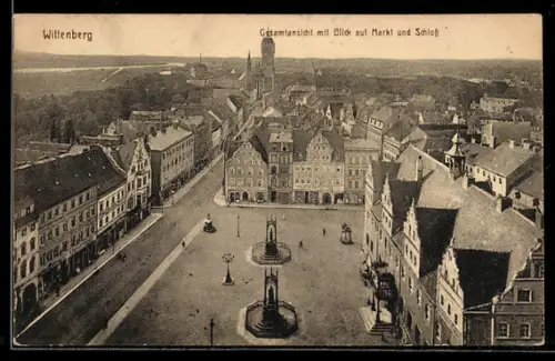 AK Wittenberg, Gesamtansicht mit Blick auf Markt und Schloss