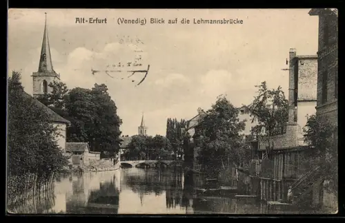 AK Erfurt, Venedig, Blick auf die Lehmannsbrücke