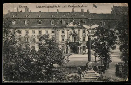 AK Erfurt, Regierungsgebäude und Kriegerdenkmal