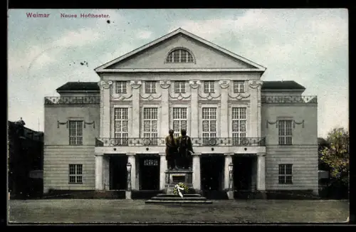AK Weimar, Neues Hoftheater, Goethe-Schiller-Denkmal