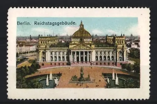 Reklamemarke Berlin, Reichstagsgebäude, Ansicht des Regierungsgebäudes