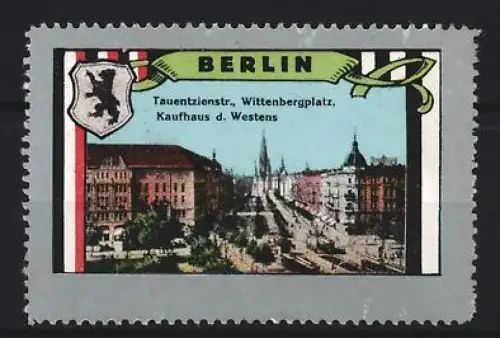 Reklamemarke Berlin, Tauentzienstr., Wittenbergplatz, Kaufhaus des Westens, Ortsansicht