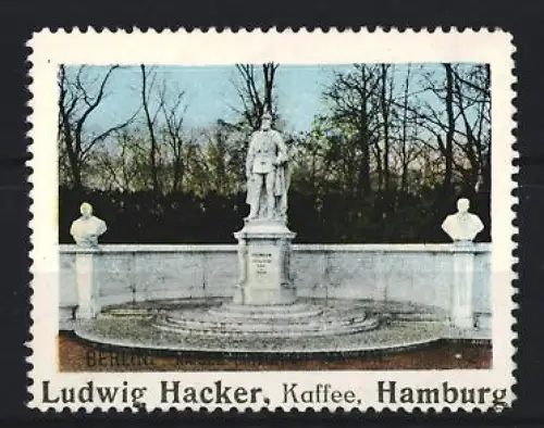 Reklamemarke Hamburg, Ludwig Hacker Kaffee, Kaiser-Friedrich-Denkmal in Berlin