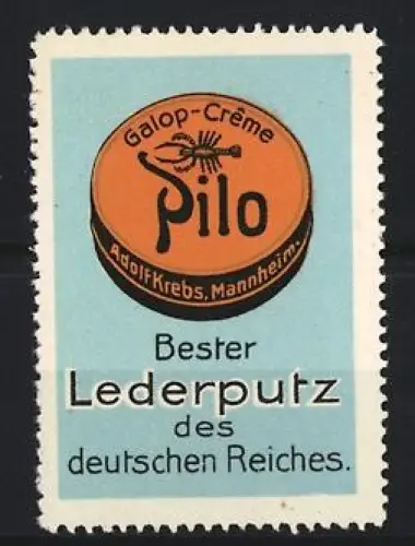 Reklamemarke Mannheim, Galop-Crème Pilo, Schuhputz, Lederputzdose