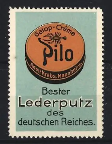 Reklamemarke Mannheim, Galop-Crème Pilo, Lederputzdose