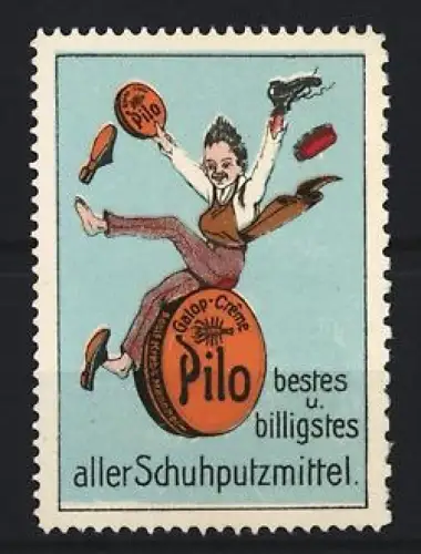 Reklamemarke Mannheim, Adolf Krebs, Pilo Galop-Creme, Schuhputzmittel