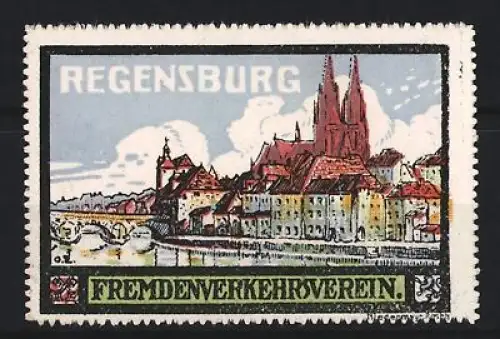Reklamemarke Regensburg, Fremdenverkehrsverein, Ortsansicht mit Dom