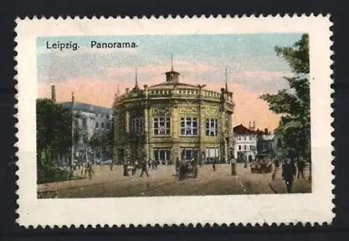 Reklamemarke Leipzig, Panorama, Gebäudeansicht