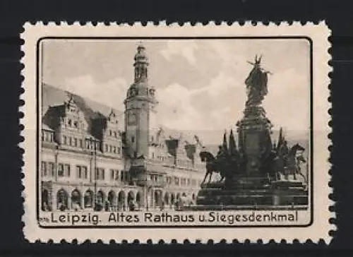Reklamemarke Leipzig, Altes Rathaus u. Siegesdenkmal