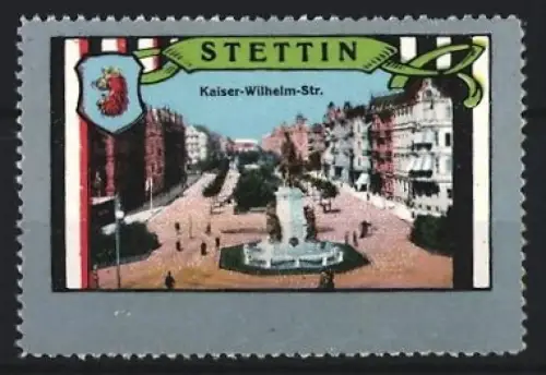 Reklamemarke Stettin, Kaiser-Wilhelm-Str., Brunnenanlage