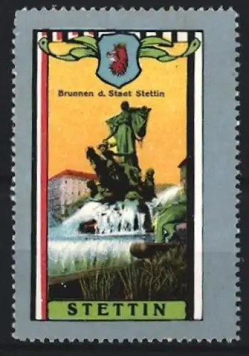 Reklamemarke Stettin, Brunnen d. Staat Stettin, Stadtwappen