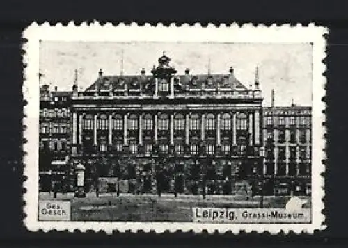 Reklamemarke Leipzig, Frontalansicht vom Grassi-Museum
