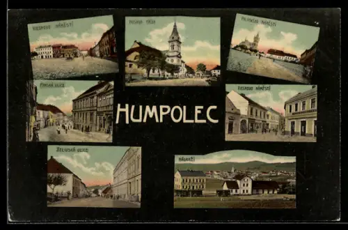 AK Humpolec, Panskáulice, Zelivská ulice, Riegrovo námestí