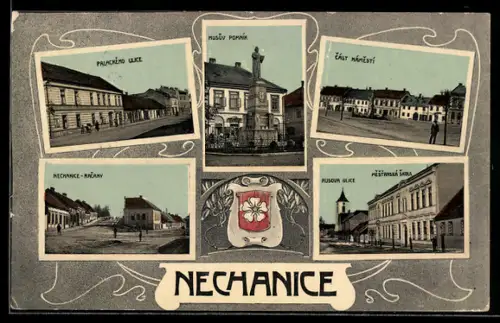 AK Nechanice, Palackéo ulice, Cást námestí, Husuv pomník