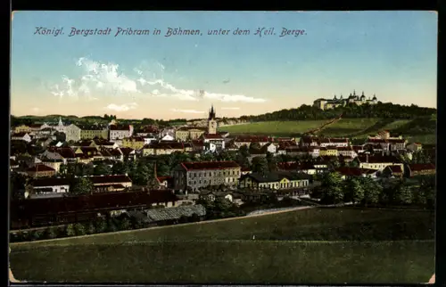 AK Pribram in Böhmen, Teilansicht unter dem Heiligen Berge