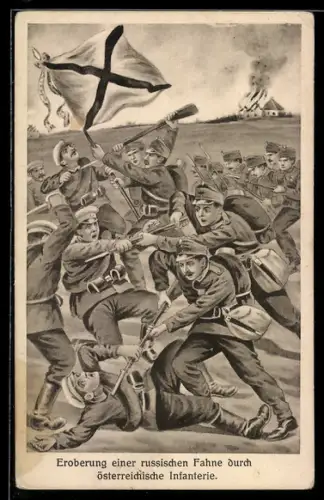 AK Eroberung einer russischen Fahne durch österreichische Infanterie