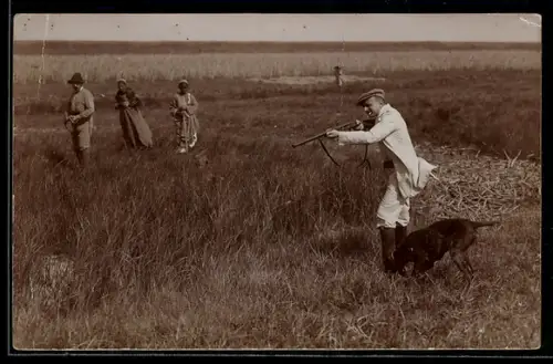 AK Jäger mit Gewehr und Hund