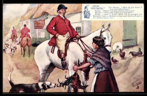 AK Jäger zu Pferde mit Hunden