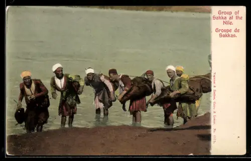 AK Group of Sakka at the Nile, arabische Volkstypen