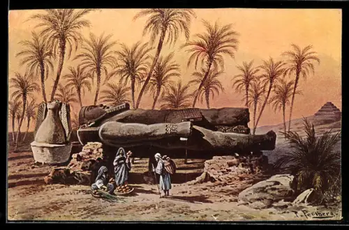 Künstler-AK Friedrich Perlberg: Bildsäule des Ramses in Memphis