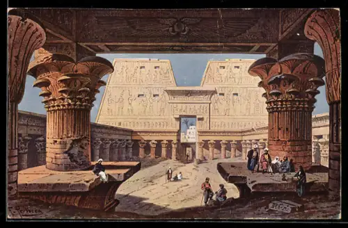 Künstler-AK Friedrich Perlberg: Tempel Edfou
