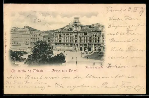 AK Trieste, Piazza grande - Grosser Platz, um 1900