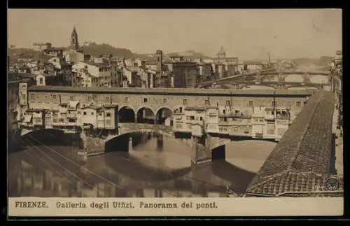 AK Firenze, Galleria degli Uffizi, Panorama dei ponti