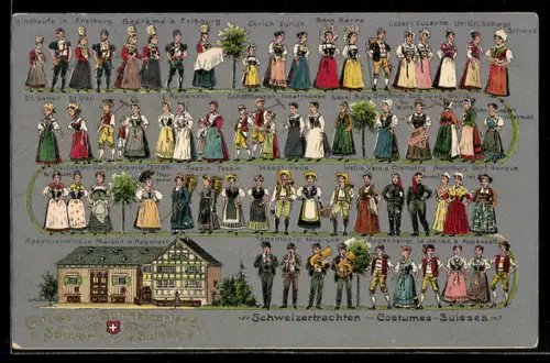 AK Schweizertrachten aus Aargau Freiburg Thurgau