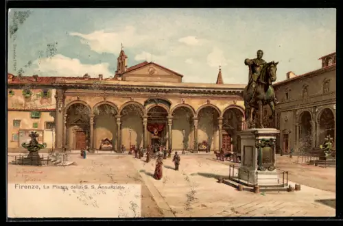 AK Firenze, La Piazza della S. S. Annunziata