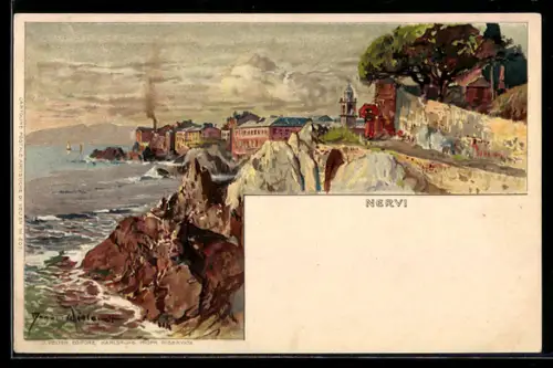 Künstler-AK Manuel Wielandt: Nervi, Ortspartie am Meer