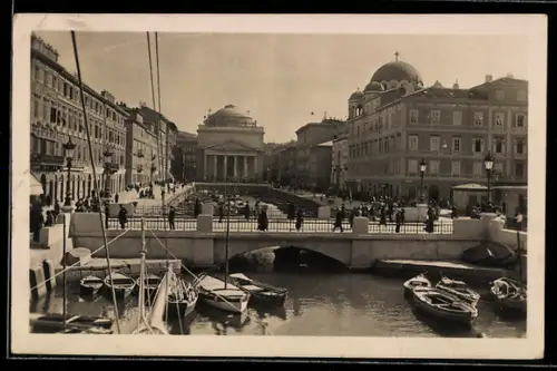 AK Trieste, Canal Grande col nuovo ponte, Boote