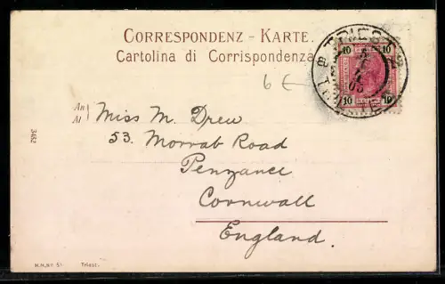 AK Triest, Stadthalterei, Strassenbahn