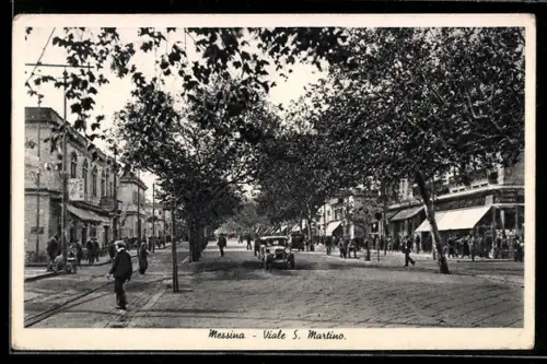 AK Messina, Viale S.Martino mit Passanten