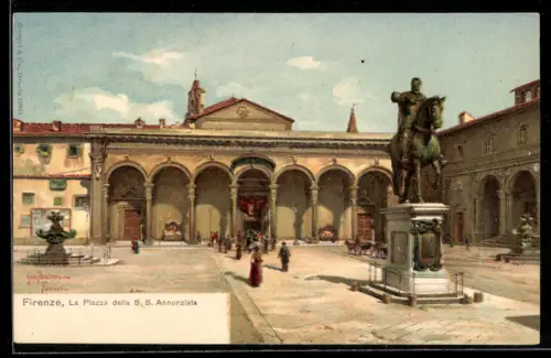 AK Firenze, La Piazza della S. S. Annunziata