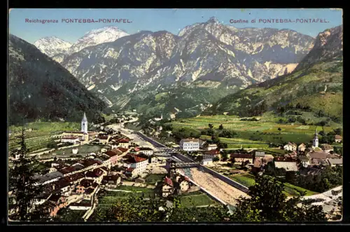 AK Pontebba, Totalansicht aus der Vogelschau