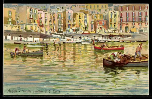 Künstler-AK Napoli, Vecchio quartiere di S. Lucia