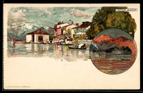 Künstler-AK Manuel Wielandt: Isola Bella, Hafenansicht, Blick zur Insel