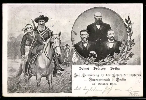 AK Besuch der Burengenerale Dewet, Delarey und Botha in Berlin 1902