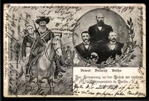 AK Besuch der Burengenerale Dewet, Delarey und Botha in Berlin 1902