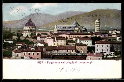AK Pisa, Panorama coi principali Monumenti
