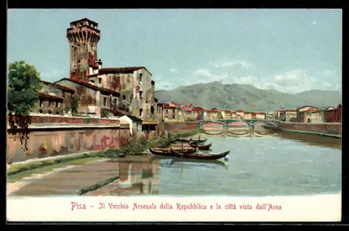 AK Pisa, Il Vecchio Arsenale della Repubblica e la città vista dall`Arno