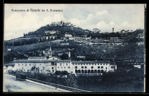 AK Firenze e Dintorni, Panorama die Fiesole da S. Domenico, Strassenbahn