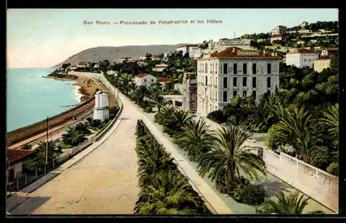 AK San Remo, Promenade de l`Impératrice et les hôtels