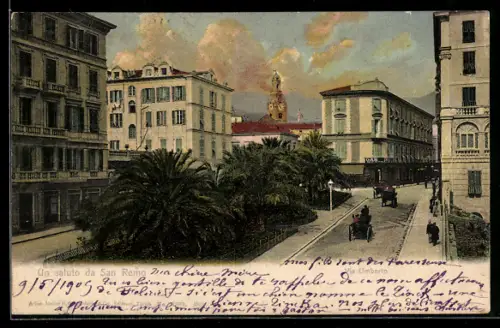 AK San Remo, Via Umberto, Strassenpartie