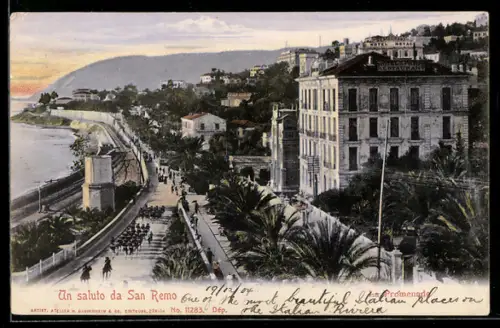 AK San Remo, La Promenade, Teilansicht mit Eisenbahnschienen