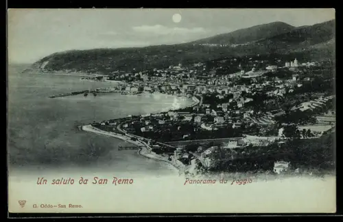 Mondschein-AK San Remo, Panorama da Poggio